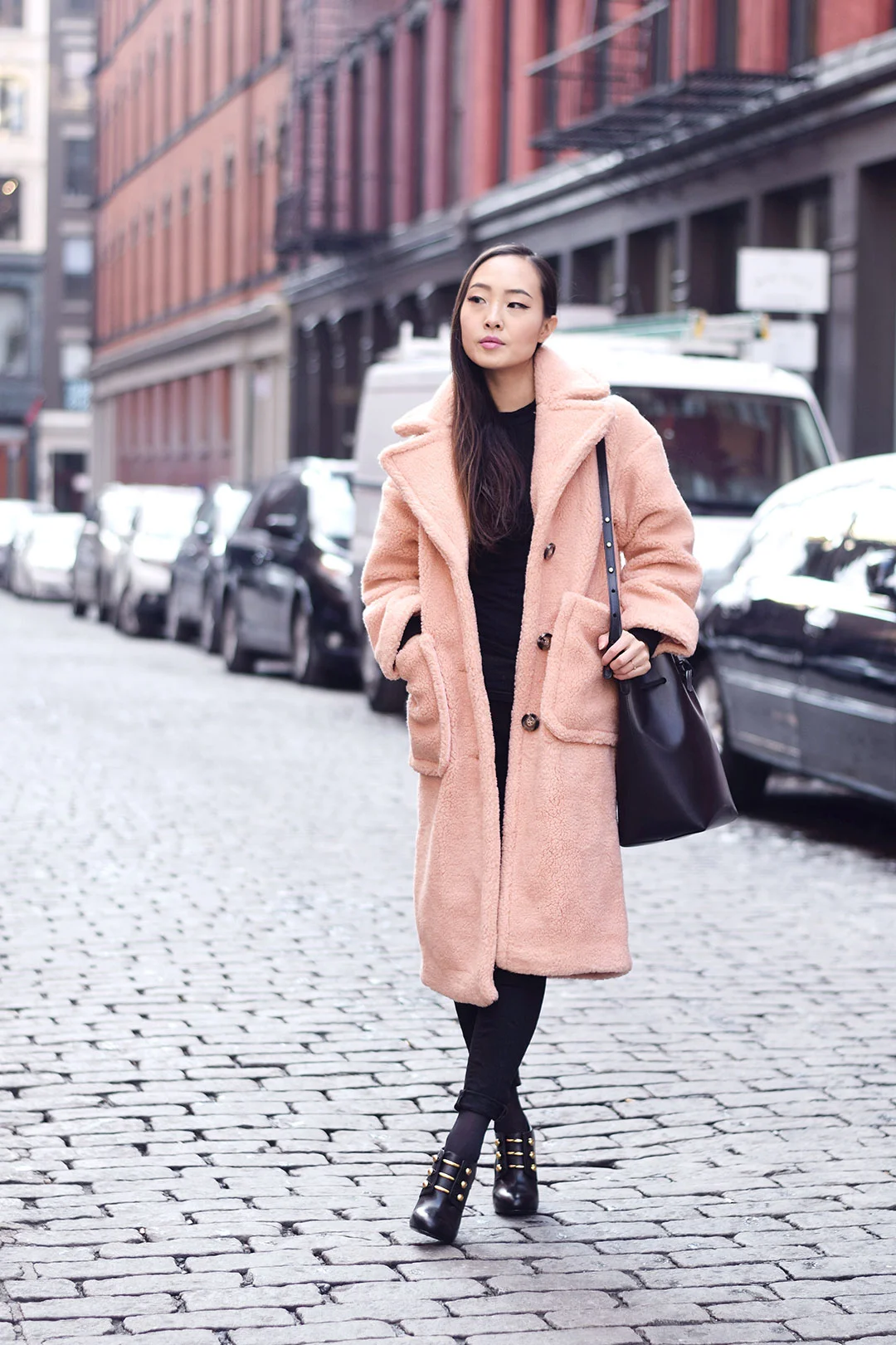 Long pink teddy bear cheap coat